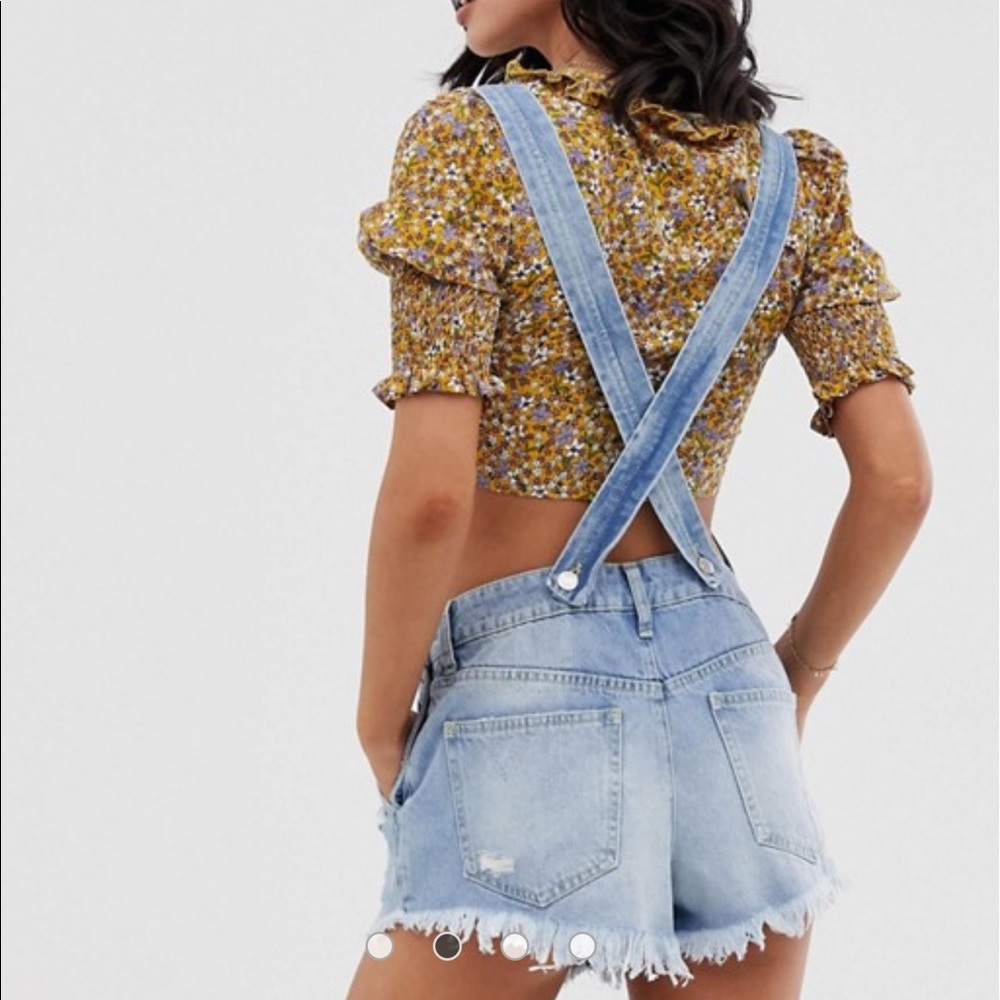 Free people distressed denim overalls - Picture 2 of 2